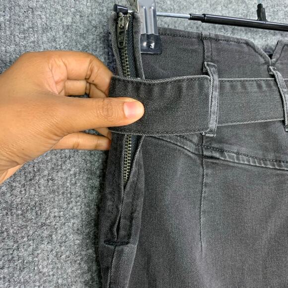 FREE PEOPLE Belted Black Denim Pencil Mini Skirt SZ 0 - Picture 6 of 9